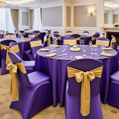 50 Pcs Purple Chair Covers, Polyester Spandex Chair Cover, Stretch Slipcovers for Wedding Party Dining Banquet Flat-Front Chair Covers, Fits Chair Measures up to 20.08 x 17.72 x 37.4 inch