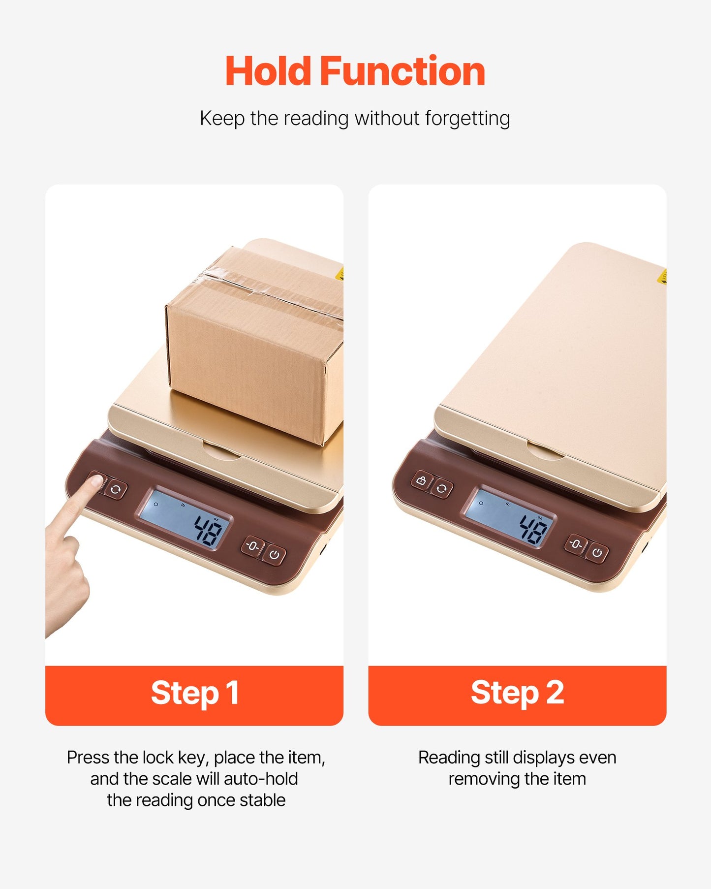 Digital Shipping Postal Scale, 2 g High Accuracy, 40 kg Postal Scale with Hold/Tare/Auto-off Function, Flip Holder Design & Easy Calibration, Fit for Home and Office Use, Battery Included