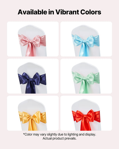 Satin Chair Sashes Bows, 50PCS Chair Ribbon Ties Back Sash, 7 x 108 inch, Red Wedding Reception Decoration, for Wedding Ceremony Baby Shower Party Events Banquet Chair Cover Decoration