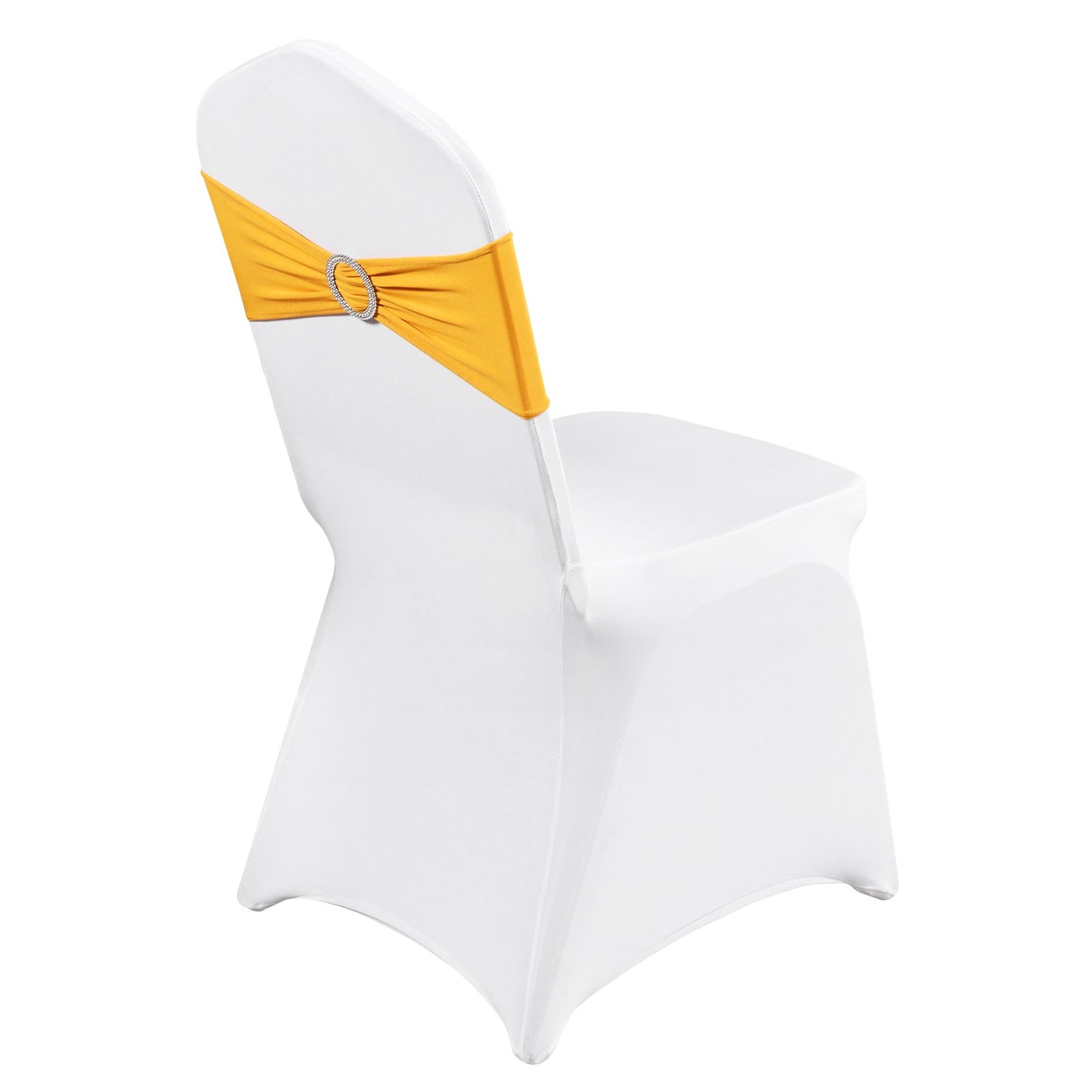 Stretch Spandex Folding Chair Covers, Universal Fitted Chair Cover with Chair Sashes, Removable Washable Protective Slipcovers, for Wedding, Holiday, Banquet, Party, Dining (30 Set Gold & White)