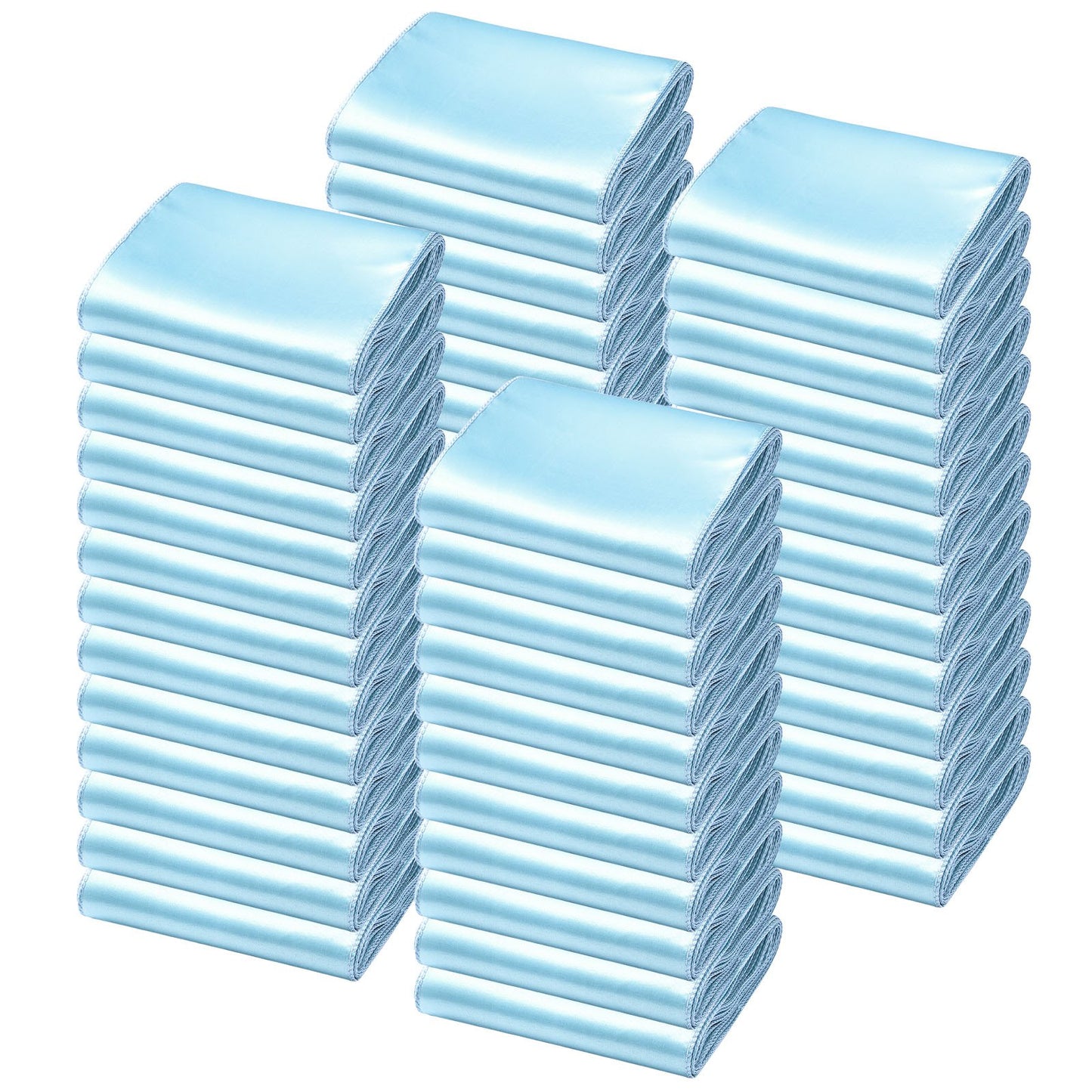 Satin Chair Sashes Bows, 100PCS Chair Ribbon Ties Back Sash, 7 x 108 inch, Light Blue Wedding Reception Decoration, for Wedding Ceremony Baby Shower Party Events Banquet Chair Cover Decoration