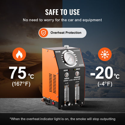 Automotive Smoke Machine Leak Detector, EVAP Smoke Machine Leak Tester with Built-in Air Pump, Pressure Gauge, Oil Level & Flow Meter, 2-Mode Vacuum Diagnostic Detector for EVAP Fuel Pipe System