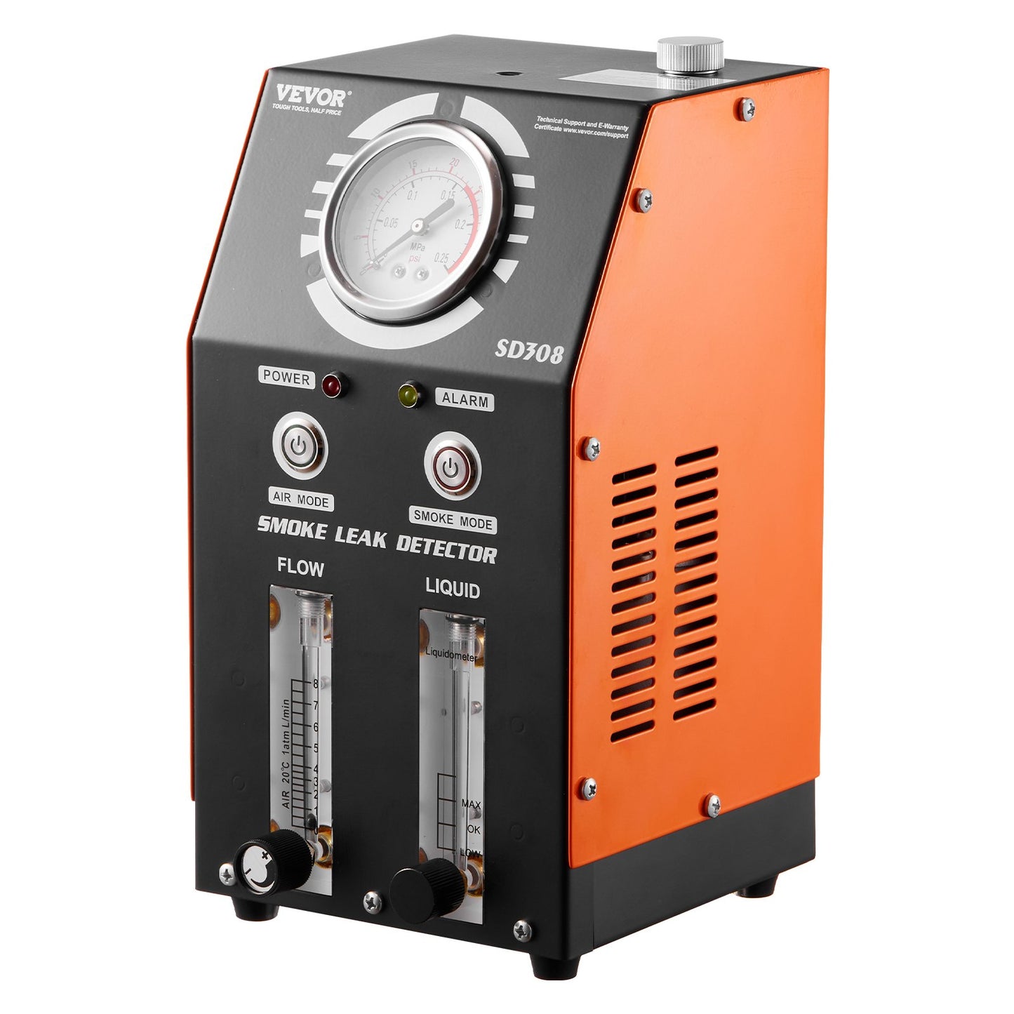 Automotive Smoke Machine Leak Detector, EVAP Smoke Machine Leak Tester with Built-in Air Pump, Pressure Gauge, Oil Level & Flow Meter, 2-Mode Vacuum Diagnostic Detector for EVAP Fuel Pipe System