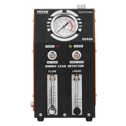 Automotive Smoke Machine Leak Detector, EVAP Smoke Machine Leak Tester with Built-in Air Pump, Pressure Gauge, Oil Level & Flow Meter, 2-Mode Vacuum Diagnostic Detector for EVAP Fuel Pipe System