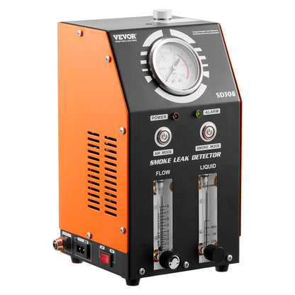 Automotive Smoke Machine Leak Detector, EVAP Smoke Machine Leak Tester with Built-in Air Pump, Pressure Gauge, Oil Level & Flow Meter, 2-Mode Vacuum Diagnostic Detector for EVAP Fuel Pipe System