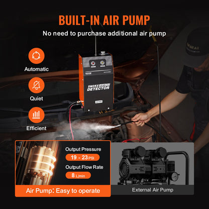 Automotive Smoke Machine Leak Detector, EVAP Smoke Machine Leak Tester with Built-in Air Pump, Dual-Mode Vacuum Pipeline Fuel Diagnostic Detector for DC12V Cars, Motorcycles, Trucks, Boats, ATVs