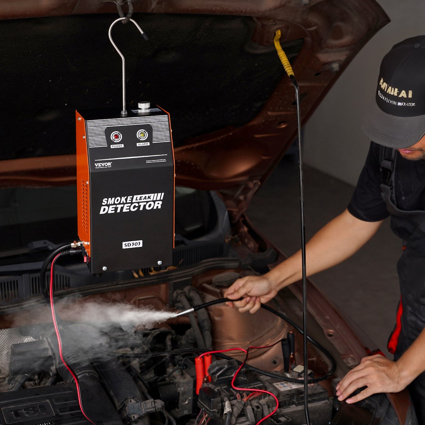 Automotive Smoke Machine Leak Detector, EVAP Smoke Machine Leak Tester with Built-in Air Pump, Dual-Mode Vacuum Pipeline Fuel Diagnostic Detector for DC12V Cars, Motorcycles, Trucks, Boats, ATVs