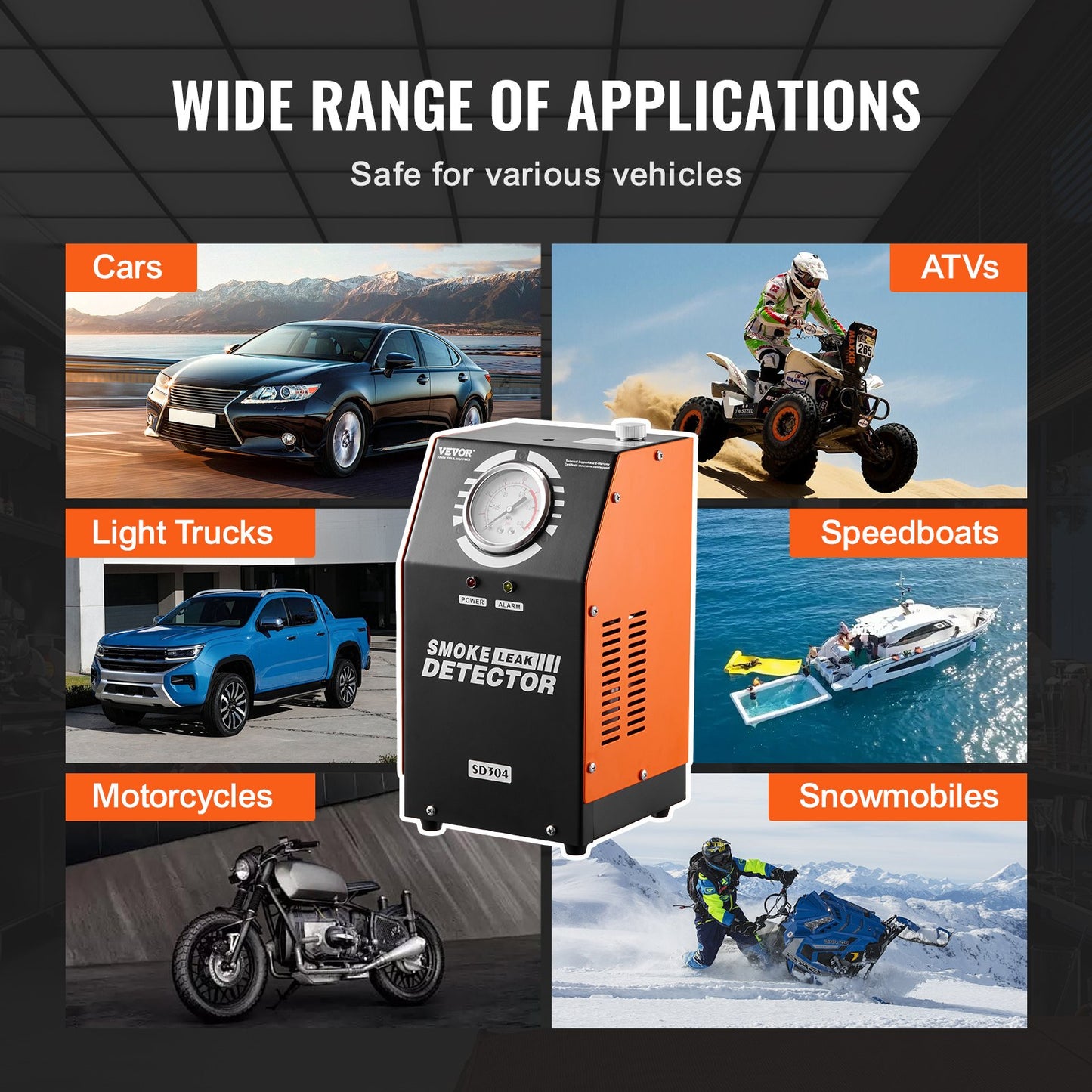 Automotive Smoke Machine Leak Detector, EVAP Smoke Machine Leak Tester with Built-in Air Pump and Pressure Gauge, Dual-Mode Vacuum Pipe Fuel Diagnostic Detector for DC12V Cars, Trucks, ATVs