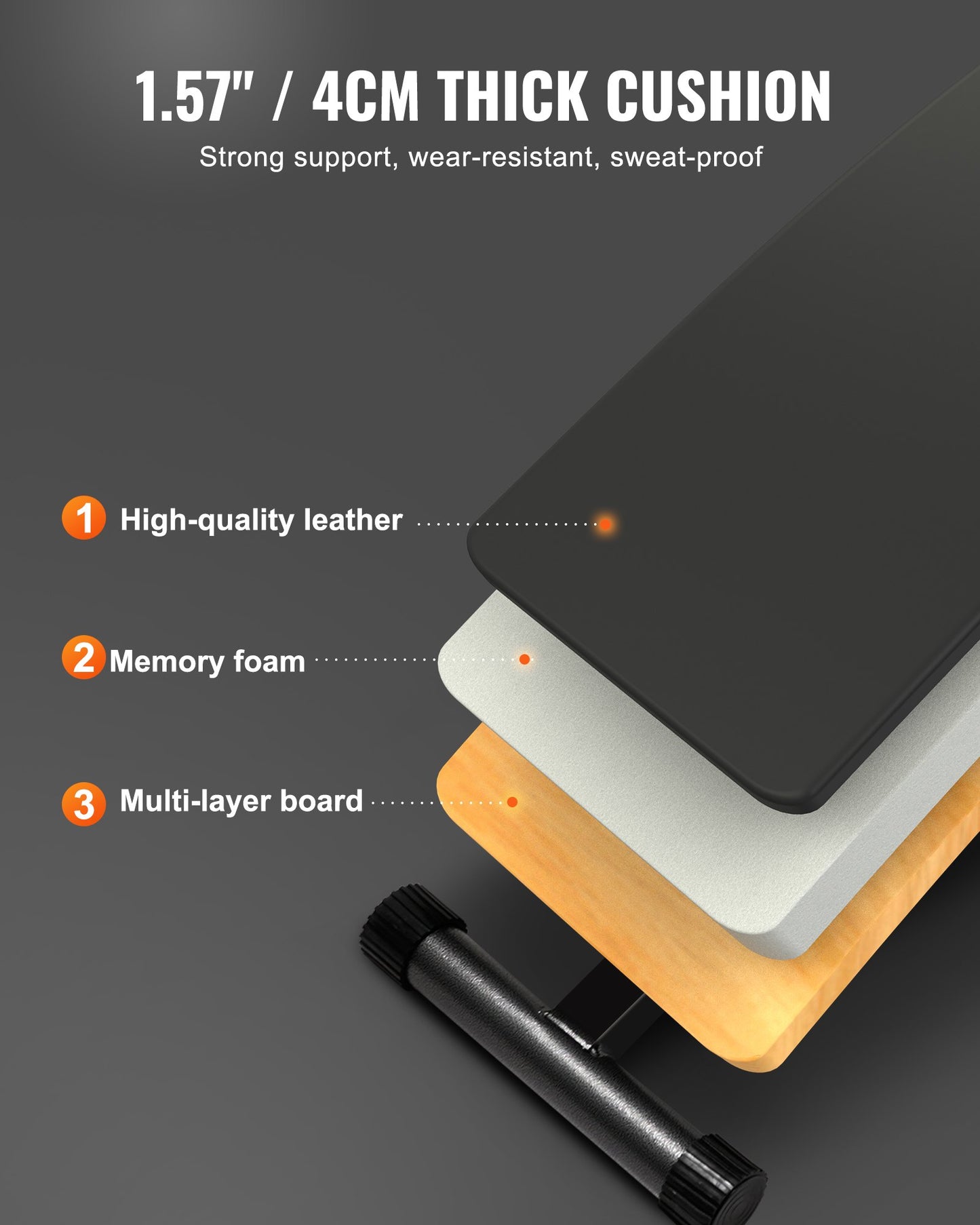 Sit Up-bänk, hopfällbar böjd, nedåtgående magbänk, med 5 justerbara höjdinställningar, kraftigt stål, halkfri design, 226 kg kapacitet för hemmagym, styrketräning, helkroppsmuskler