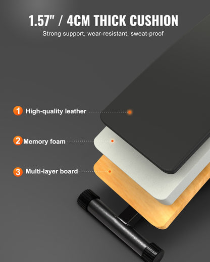 Sit Up-bänk, hopfällbar böjd, nedåtgående magbänk, med 5 justerbara höjdinställningar, kraftigt stål, halkfri design, 226 kg kapacitet för hemmagym, styrketräning, helkroppsmuskler