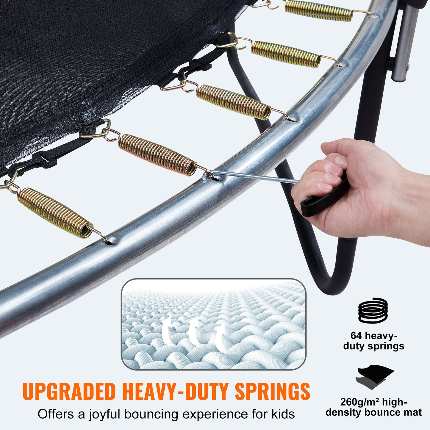 3 meter studsmatta, 145 kg studsmatta med nät, stege och böjd stång, kraftig studsmatta med hoppmatta och fjäderstoppning, utomhusstudsmatta för barn och vuxna