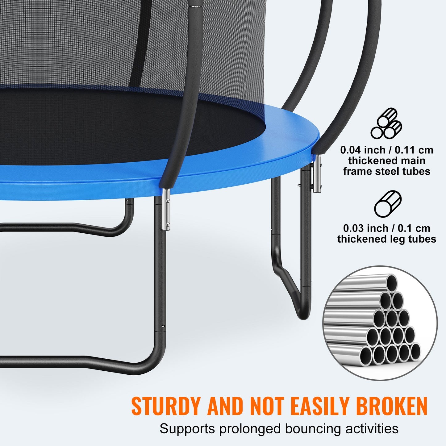 3 meter studsmatta, 145 kg studsmatta med nät, stege och böjd stång, kraftig studsmatta med hoppmatta och fjäderstoppning, utomhusstudsmatta för barn och vuxna