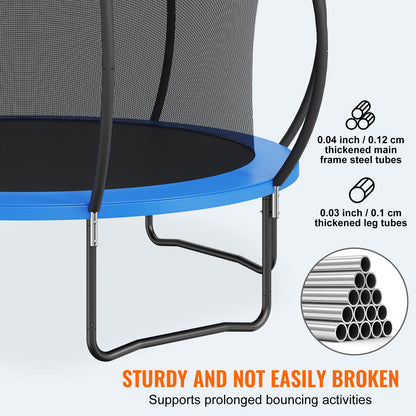 12FT studsmatta, 180 kg studsmatta med nät, stege och böjd stång, kraftig studsmatta med hoppmatta och fjäderstoppning, utomhusstudsmatta för barn och vuxna