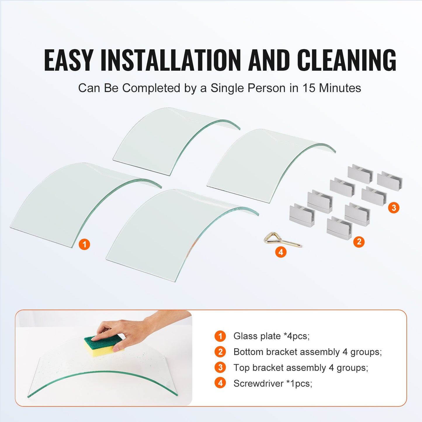 Fire Pit Wind Guard, 26 x 26 x 6 Inch Glass Flame Guard, Round Glass Shield, 1/4-Inch Thick Fire Table, Clear Tempered Glass Flame Guard, Aluminum Alloy Feet for Propane, Gas, Outdoor