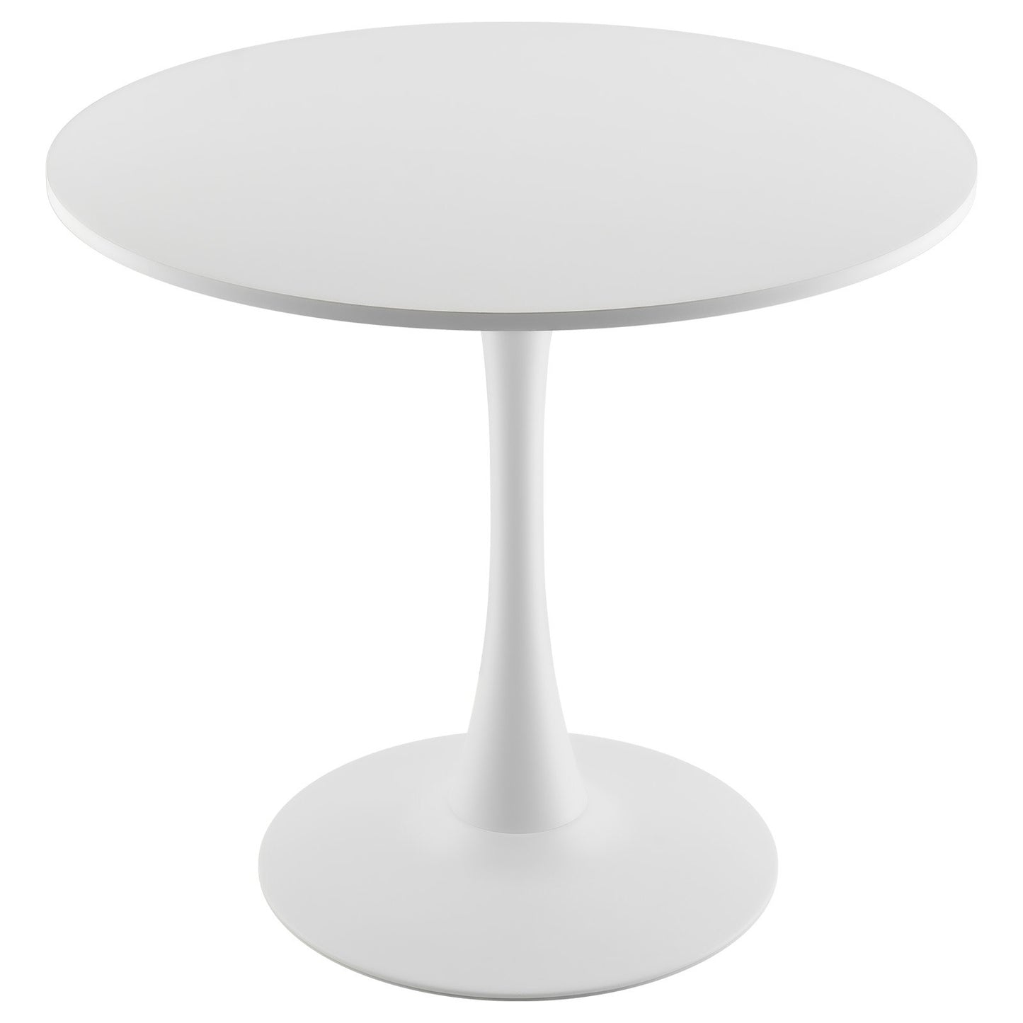Round Dining Table, 31.5 in Wood Table for 2-4 Person, Modern Circle Furniture, Leisure Coffee Office Tables with Pedestal Base in Tulip Design, for Home Kitchen Living Room, White(Only Table)