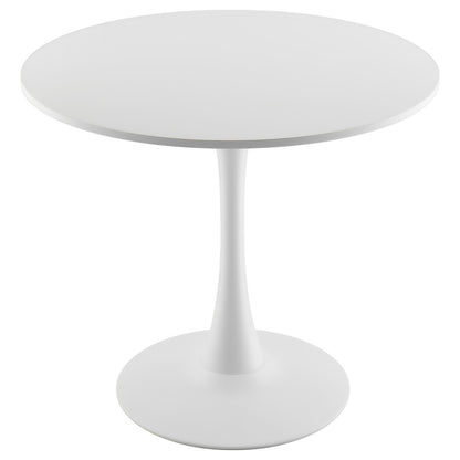 Round Dining Table, 31.5 in Wood Table for 2-4 Person, Modern Circle Furniture, Leisure Coffee Office Tables with Pedestal Base in Tulip Design, for Home Kitchen Living Room, White(Only Table)