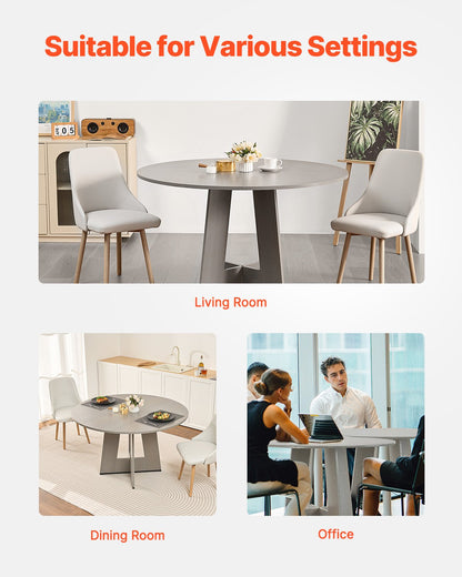 Round Dining Table, 47 inch Wood Table for 4-6 Person, Farmhouse Circle Dinner Furniture, Rustic Leisure Tables with Thick Wooden Legs, for Home Kitchen Living Room, Grey (Only Table)