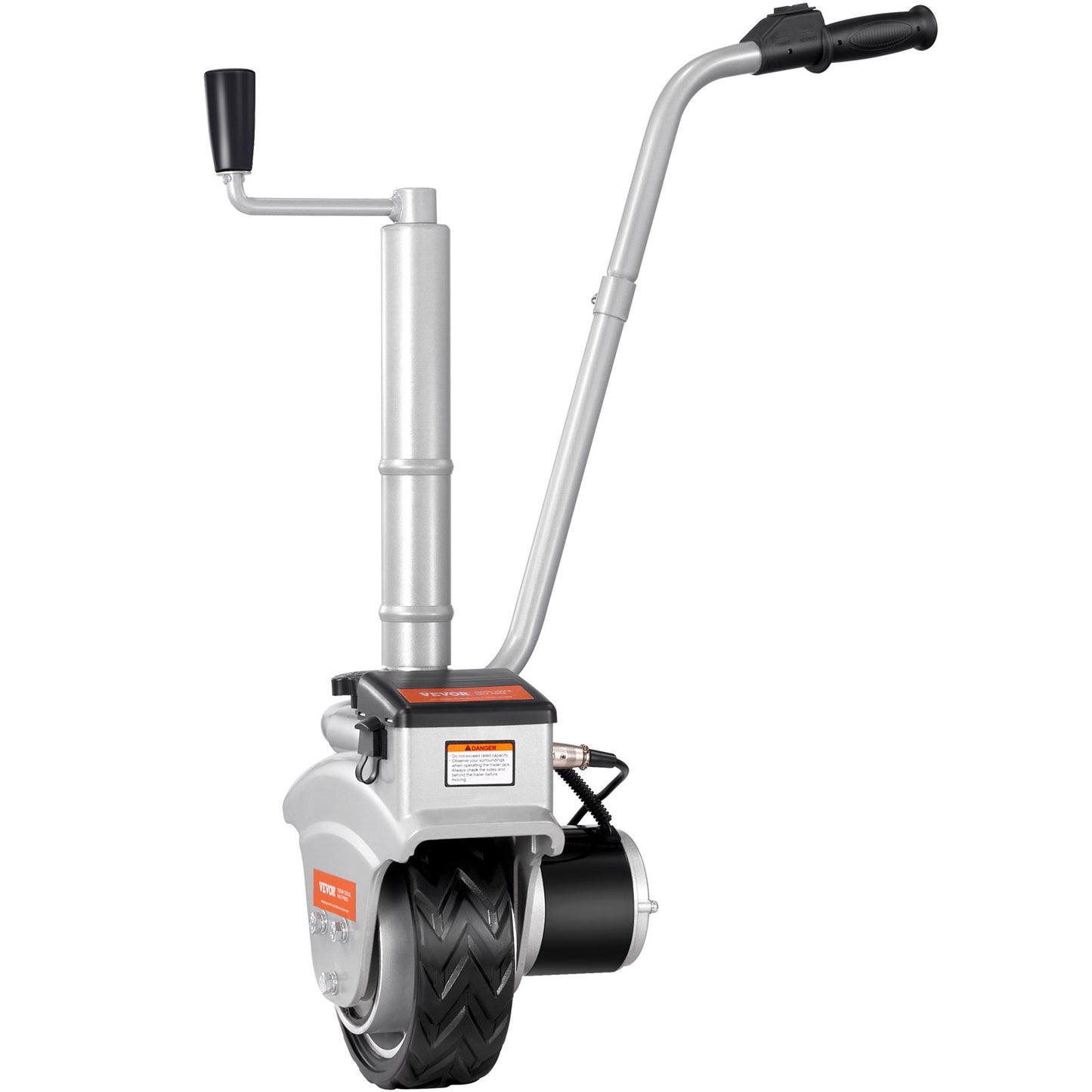 Elektrisk släpvagn, 2268 kg dragkapacitet, 350W 12V släpvagnsstödhjul med 6,7 m/min rörelsehastighet, 30,5 cm-62,9 cm justerbar klämhöjd och 20,3 cm gummidäck, för flytt av släpvagn, husvagn, båt