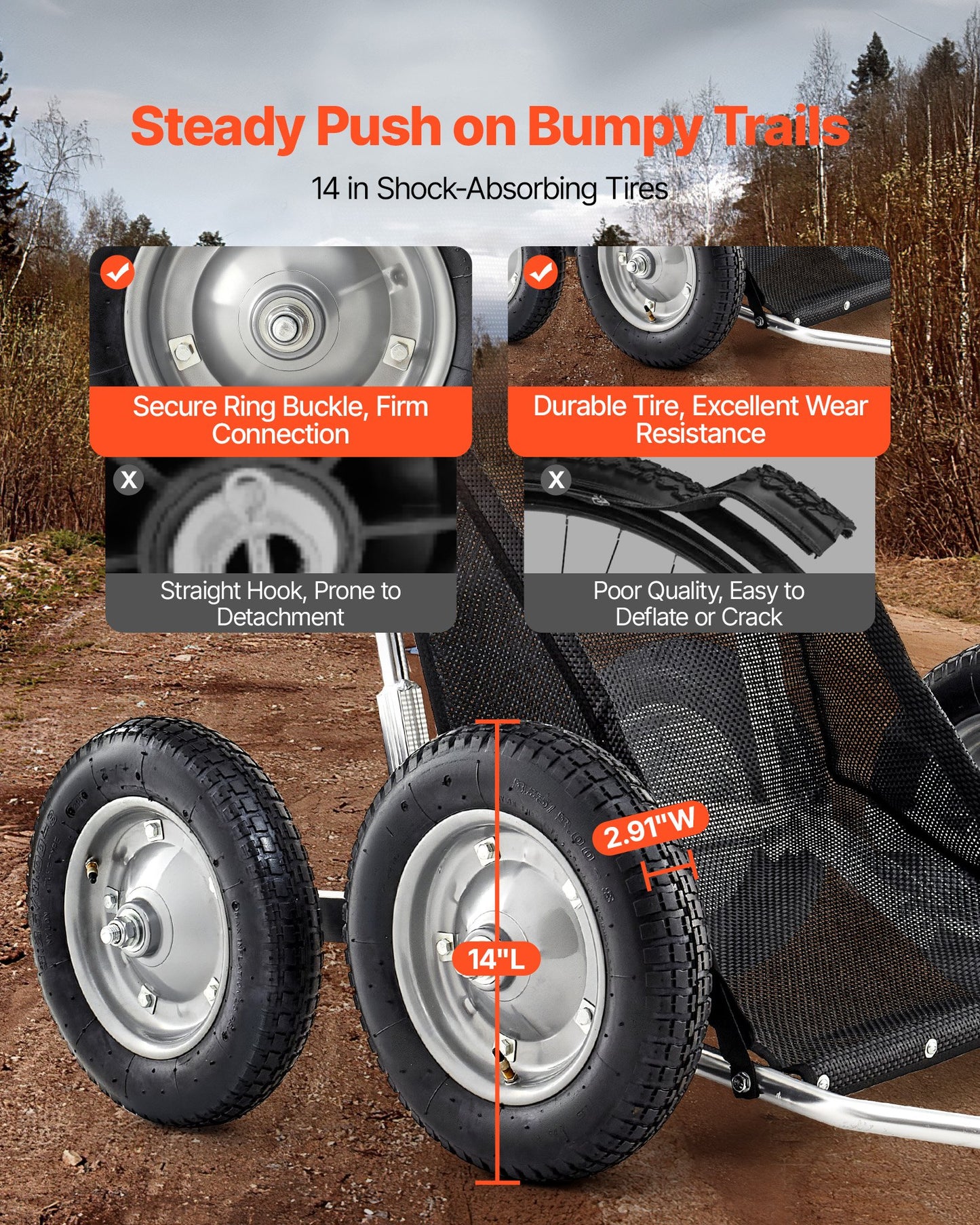 Jaktvagnar, 500 kg hjortvagn, kraftig bandvagn, fällbar hjortvagn för allting med stötdämpande däck, redskapsvagn för jakt, fiske, vandring
