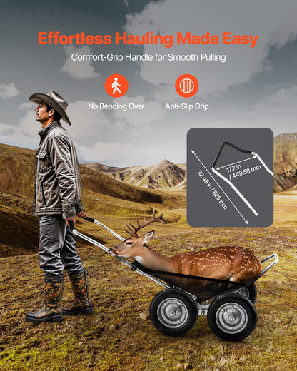 Jaktvagnar, 500 kg hjortvagn, kraftig bandvagn, fällbar hjortvagn för allting med stötdämpande däck, redskapsvagn för jakt, fiske, vandring