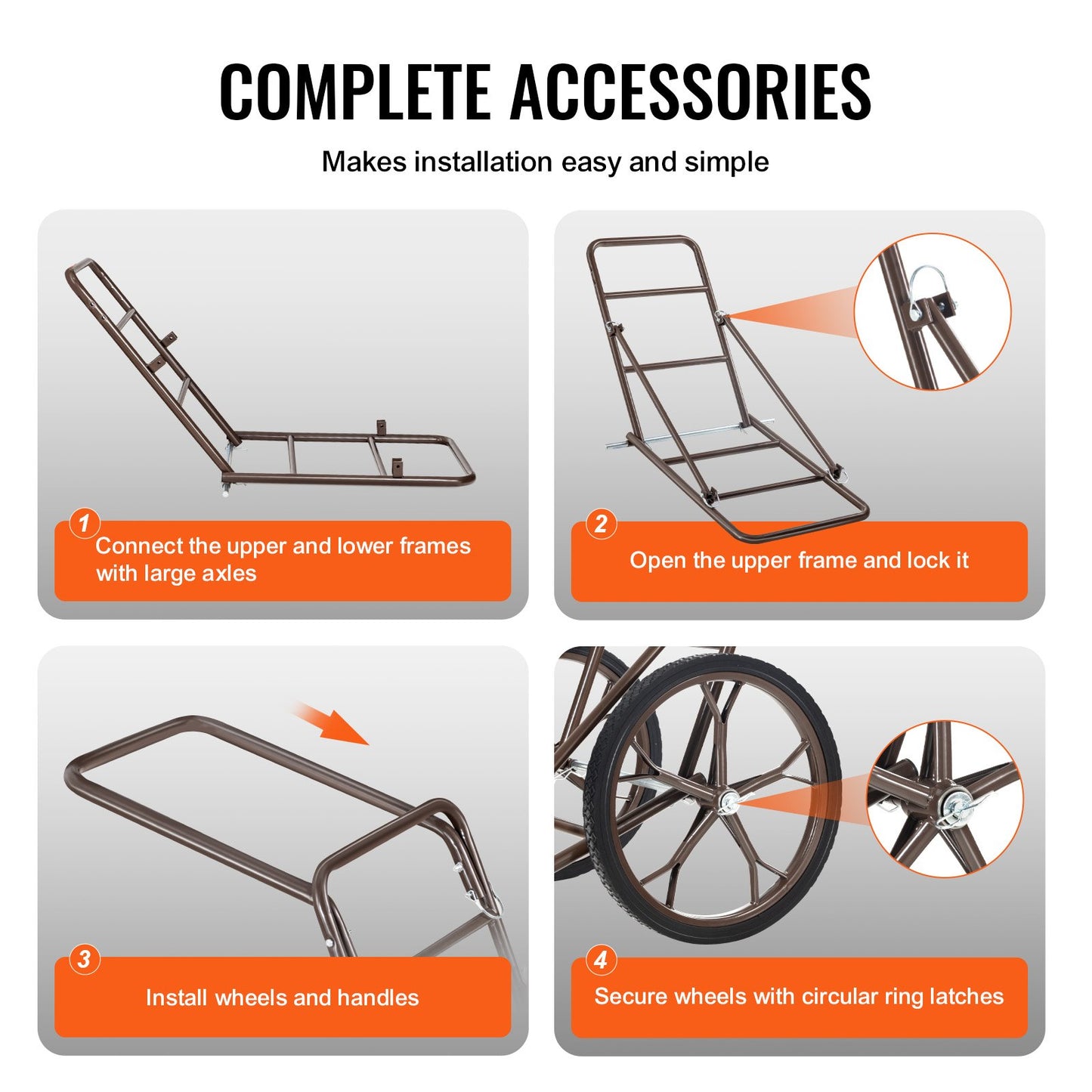 Deer Cart, 500 LBS Capacity Folding Game Cart, Deer Cart Game Hauler with 17" Big Rubber Wheel & Ergonomic Handle, Heavy-Duty Game Cart Accessories, Utility Gear Dolly for Hunting Fishing Hiking