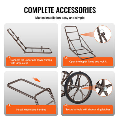 Deer Cart, 500 LBS Capacity Folding Game Cart, Deer Cart Game Hauler with 17" Big Rubber Wheel & Ergonomic Handle, Heavy-Duty Game Cart Accessories, Utility Gear Dolly for Hunting Fishing Hiking