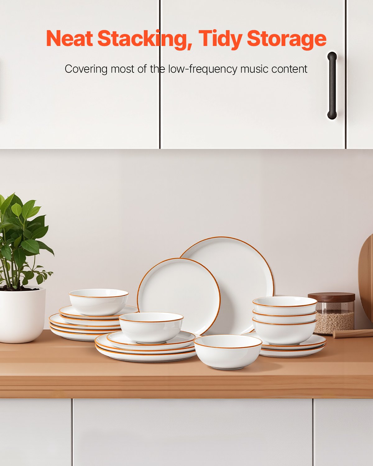 Dinnerware Set, Service for 6 People, Round Plates and Bowls Sets, Scratch Resistant Ceramic Dinner Ware, Dishwasher and Microwave Suitable Kitchen Dishes, for Dessert Salad Soup Pasta, White