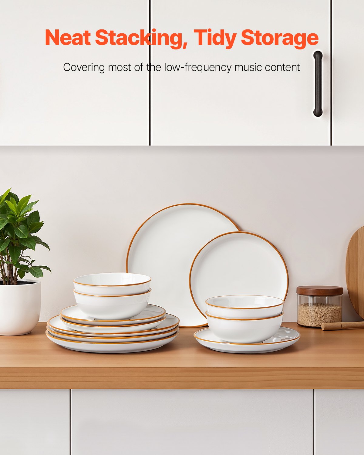 Dinnerware Set, Service for 4 People, Round Plates and Bowls Sets, Scratch Resistant Ceramic Dinner Ware, Dishwasher and Microwave Suitable Kitchen Dishes, for Dessert Salad Soup Pasta, White