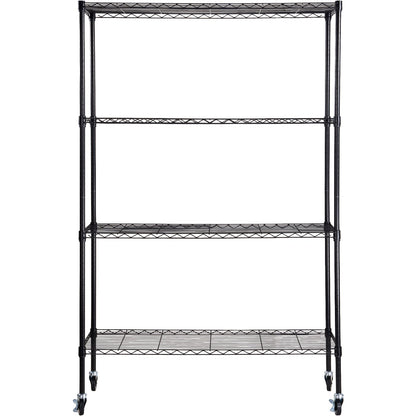 Storage Shelving Unit with Wheels, 4-Tier Adjustable, 700 lbs Capacity, Heavy Duty Garage Shelves Metal Organizer Wire Rack, Black, 47.2" L x 17.7" W x 74" H for Kitchen Pantry Basement Bathroom