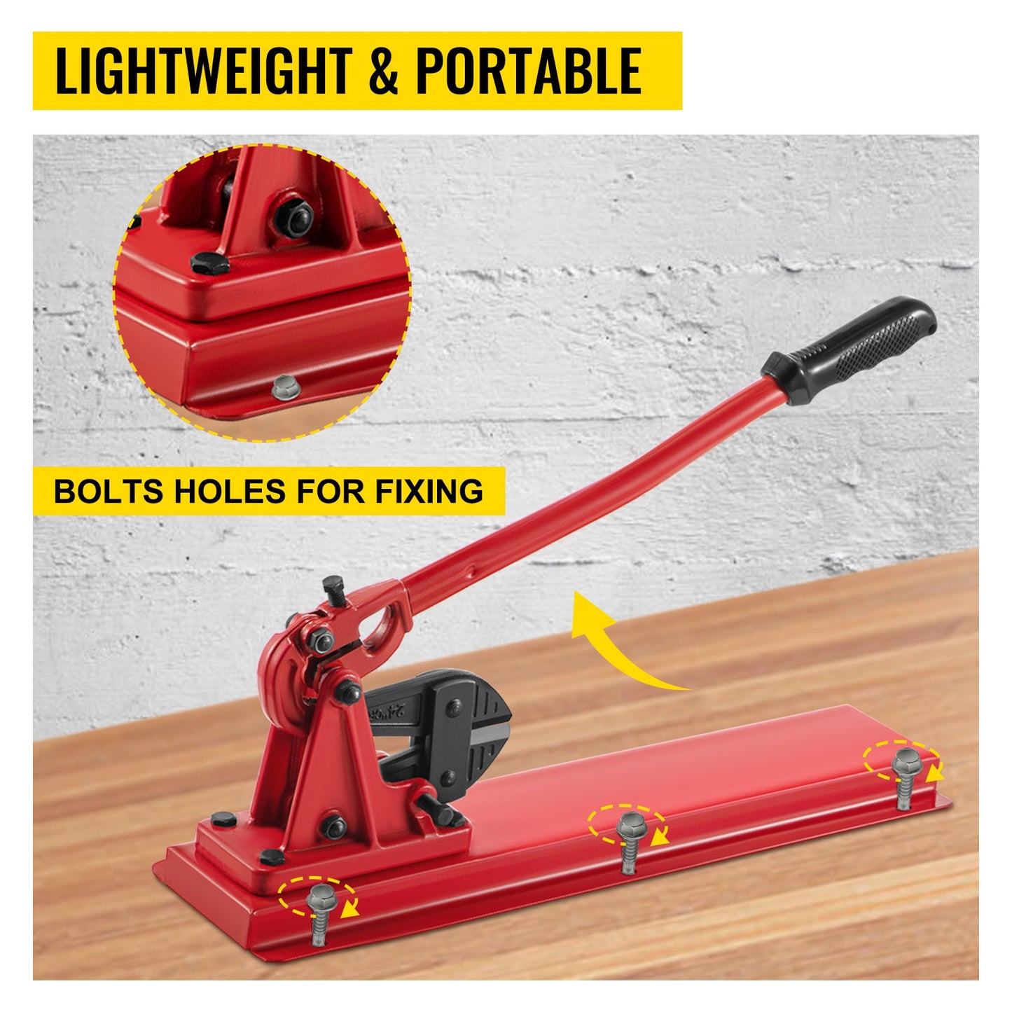 24\" Bench Type Hand Swager, Cutting Capacity 3/8\" Bolt Cutter Bench Type, Hardness 35-45HRC Crimping Tool Bench Wire Rope Cable, Red Swaging Machine for Swaging and Cutting, Arm Bench Swager