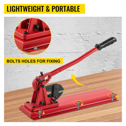 24\" Bench Type Hand Swager, Cutting Capacity 3/8\" Bolt Cutter Bench Type, Hardness 35-45HRC Crimping Tool Bench Wire Rope Cable, Red Swaging Machine for Swaging and Cutting, Arm Bench Swager