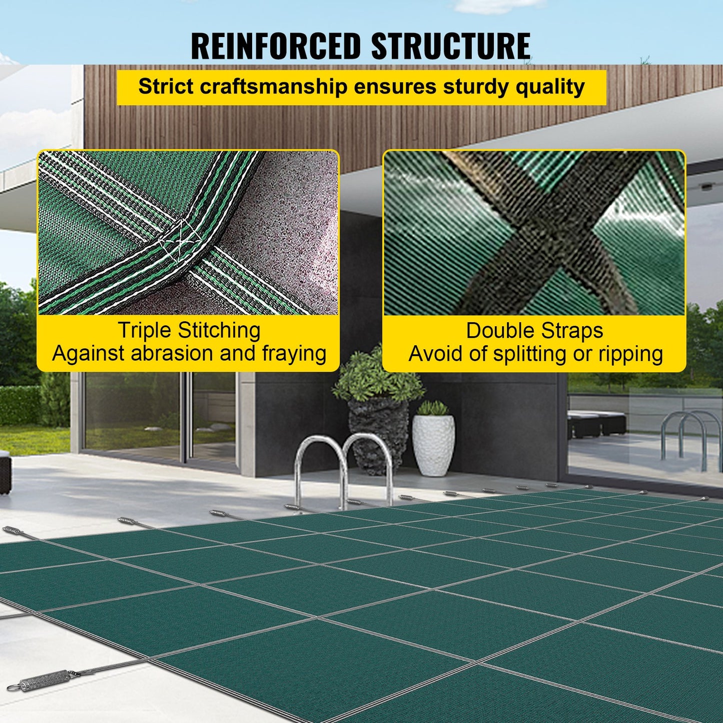 Poolskydd Poolsäkerhetsskydd 16x32FT Rektangulärt markskydd Grönt nät Massivt poolsäkerhetsskydd för pool Vintersäkerhetsskydd