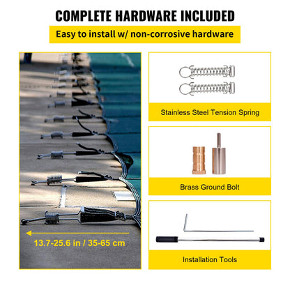 Poolskydd passar 20x40ft rektangulära markpooler, säkerhetspoolskydd med 4x10ft mittändsteg, massivt poolskydd i nät med dräneringshål för pool, vinterskydd, grönt