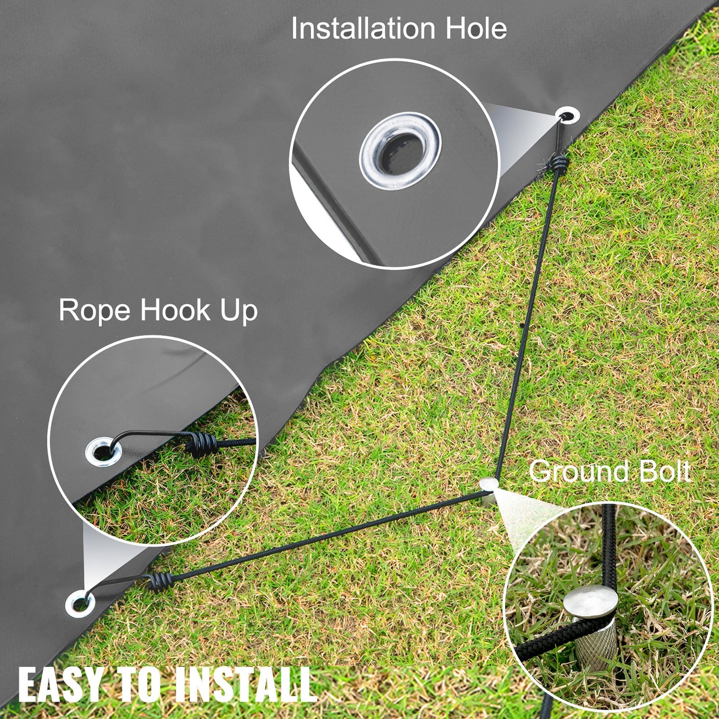 Poolsäkerhetsskydd, 13 fot i diameter, nedgrävt poolskydd, antracitgrå PVC-poolskydd, runt säkerhetspoolskydd, nedgrävt säkerhetsskydd, massivt säkerhetspoolskydd för pool, vinterskydd