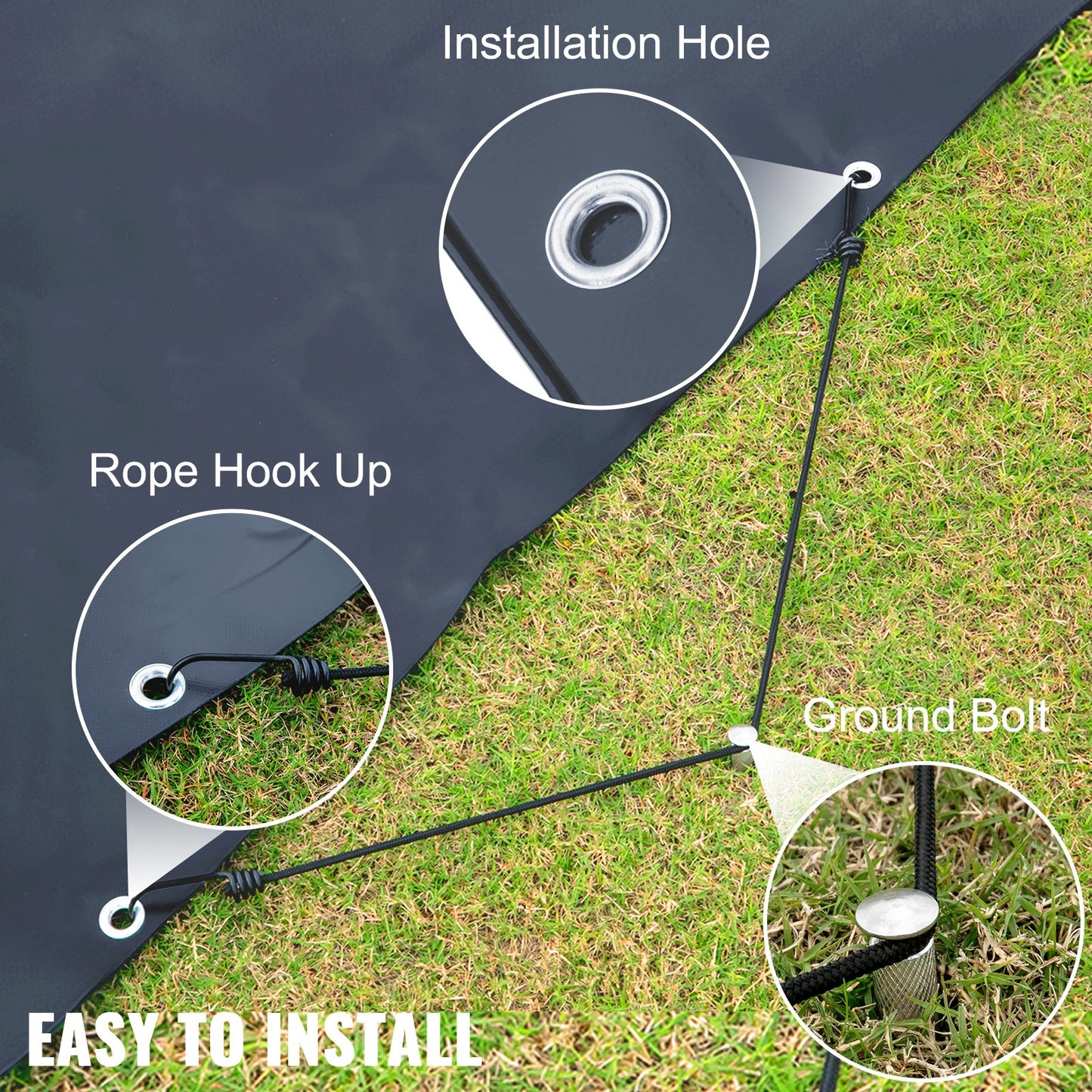 Poolskydd, 13x23 fot nedgrävt poolskydd, träkolsfärgade PVC-poolskydd, rektangulärt säkerhetspoolskydd vinterpoolskydd massivt säkerhetspoolskydd för pool vinterskydd