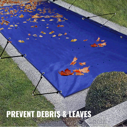 Poolskydd, 13x26 fot nedgrävt poolskydd, blått PVC-poolskydd, rektangulärt säkerhetspoolskydd vinterpoolskydd massivt säkerhetspoolskydd för pool vinterskydd