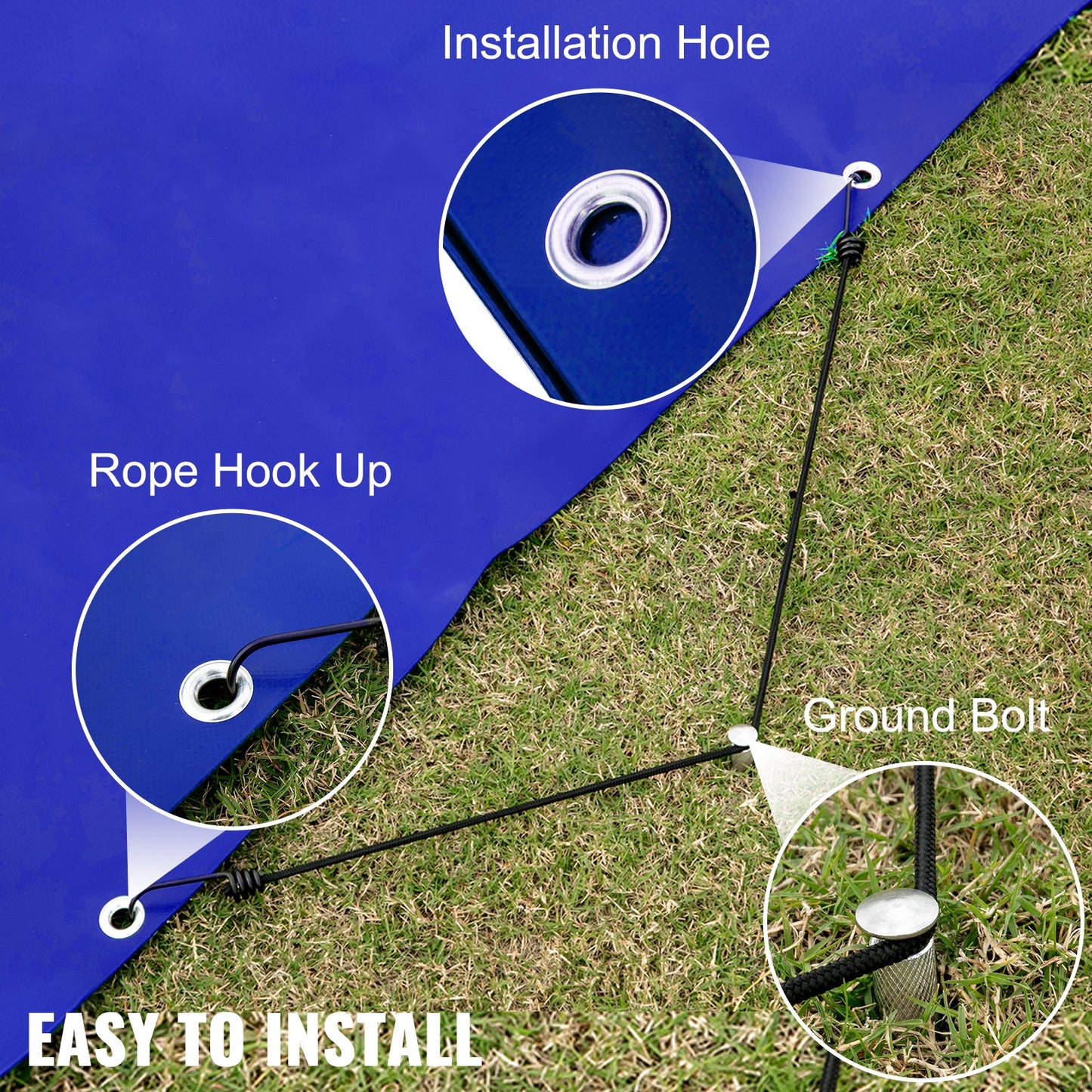 Poolskydd, 13x26 fot nedgrävt poolskydd, blått PVC-poolskydd, rektangulärt säkerhetspoolskydd vinterpoolskydd massivt säkerhetspoolskydd för pool vinterskydd