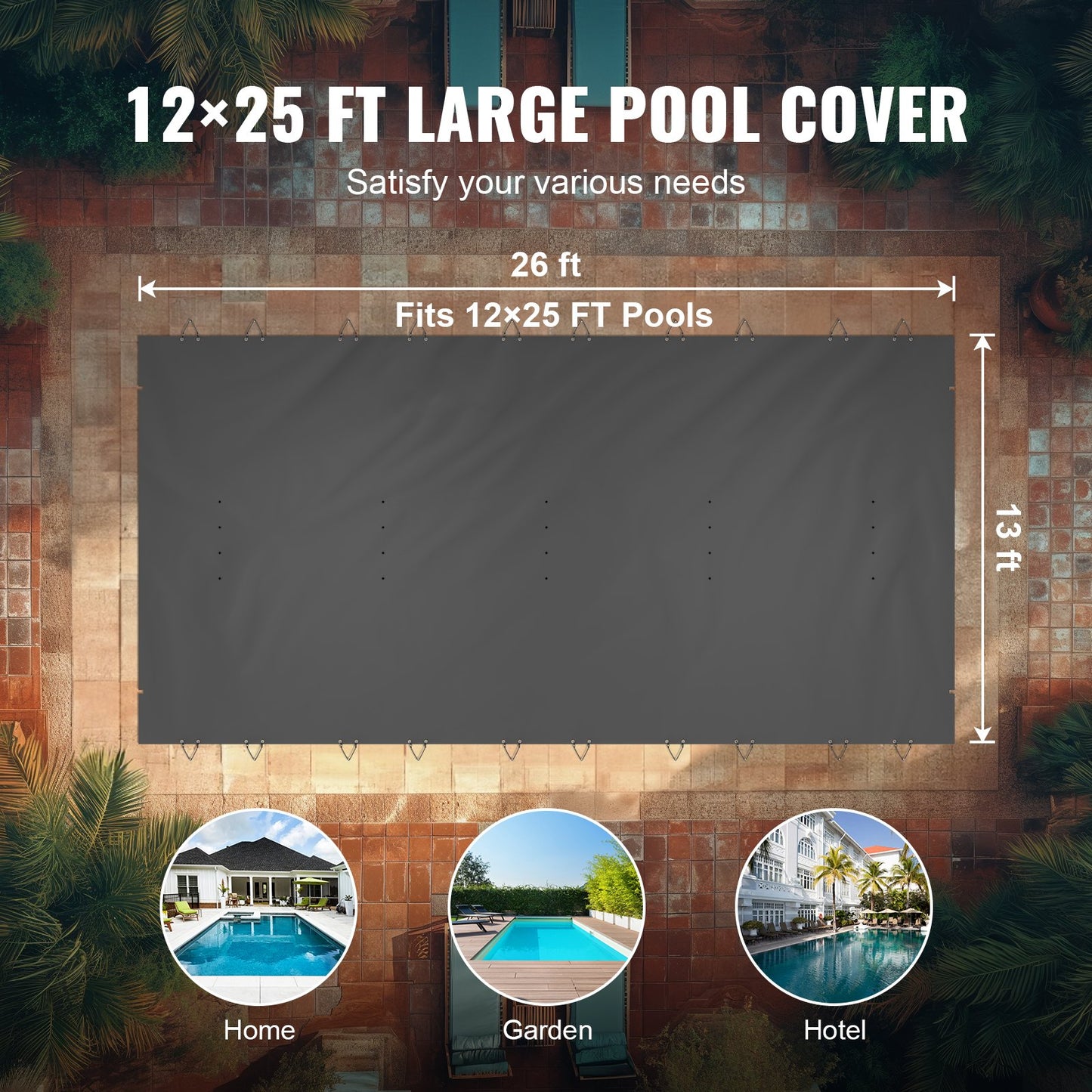 Poolskydd, 4 x 8 m nedgrävt poolskydd, träkolsfärgat nedgrävt poolskydd, PVC-poolskydd Rektangulärt säkerhetspoolskydd Massivt säkerhetspoolskydd för pool Vinterskydd