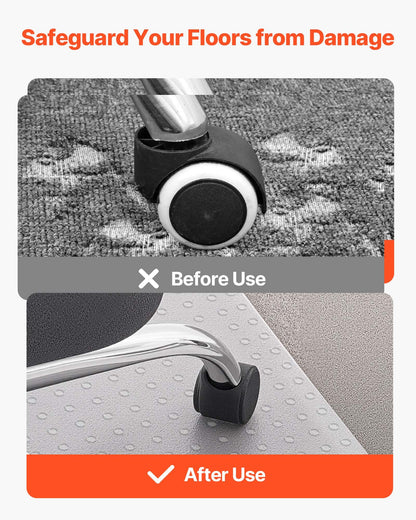 Chair Mat, 915 x 1225 mm Office Chair Mat for Carpeted Floors, Plastic Floor Protector Rug with Studded, Non-Slip & Easy to Clean, Smooth Glide Under Desk Rug for Home Office (Rectangular)