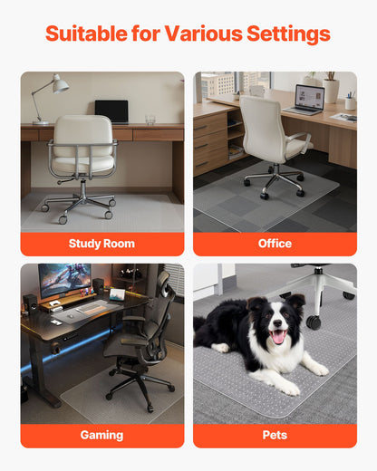 Chair Mat, 915 x 1225 mm Office Chair Mat for Carpeted Floors, Plastic Floor Protector Rug with Studded, Non-Slip & Easy to Clean, Smooth Glide Under Desk Rug for Home Office (Rectangular)