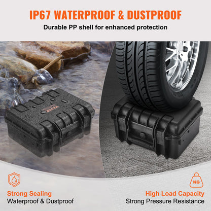 Hard Pistol Cases with Pre-cut PU Foam, Waterproof & Dustproof Hard Gun Case for 2 Pistol, 14.1×11.5×7.6 in Lockable Pistol Case, Black