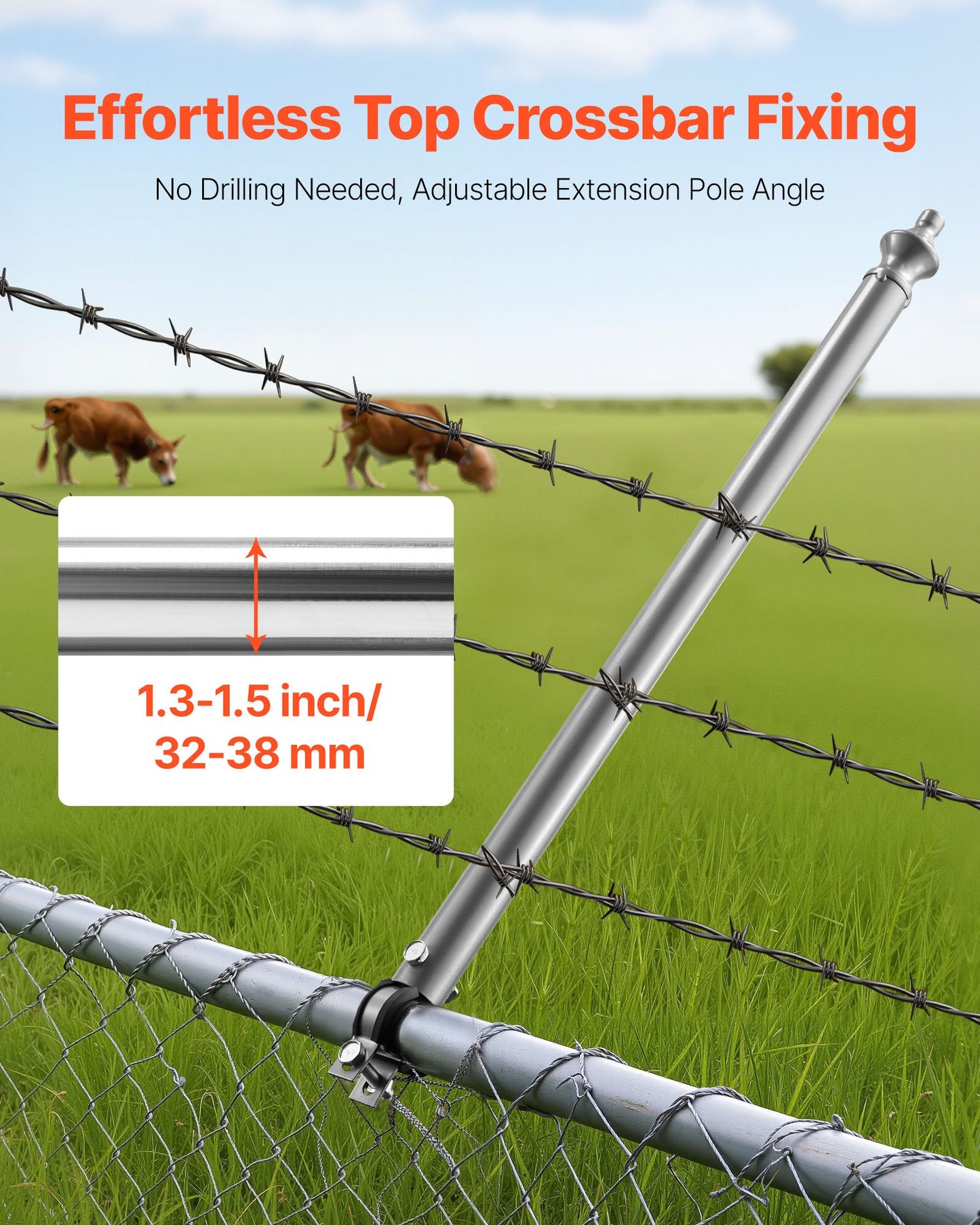 Chain Link Fence Extensions, 18 Packs 695 mm Extension Height, Galvanized Post Extender for 32 to 38 mm Top of Fence, U Bracket, Barbed Wire Extend Arm for Privacy, Prevent Dogs Jumping Out