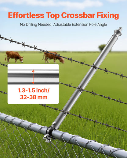 Chain Link Fence Extensions, 18 Packs 695 mm Extension Height, Galvanized Post Extender for 32 to 38 mm Top of Fence, U Bracket, Barbed Wire Extend Arm for Privacy, Prevent Dogs Jumping Out