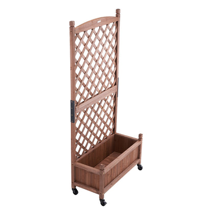 2PCS Raised Garden Bed with Trellis, 152.4 x 33 x 156 cm Outdoor Raised Wood Planters with Drainage Holes, Free-Standing Trellis Planter Box for Vine Climbing Plants Flowers in Garden, Patio, Balcony