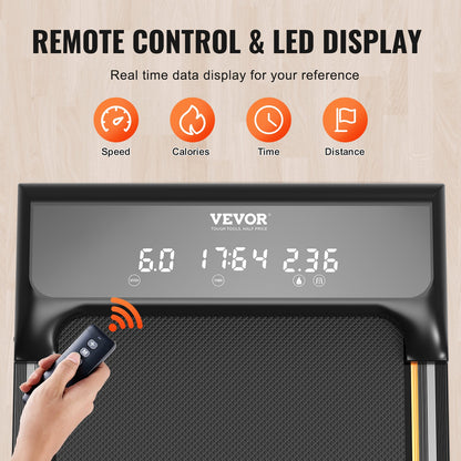 Gångmatta, löpband för under skrivbordet för hemmakontor, fungerande joggingmaskin, 115 kg kapacitet 2,5 hk bärbar lättviktig gångmatta, med fjärrkontroll och LED-display