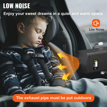 5KW Luftdieselvärmare 12V Diesel Parkeringsvärmare LCD-brytare 5KW Dieselvärmare Ljuddämpare för RV Husbil Släpvagn Lastbilar Båtar VEVOR