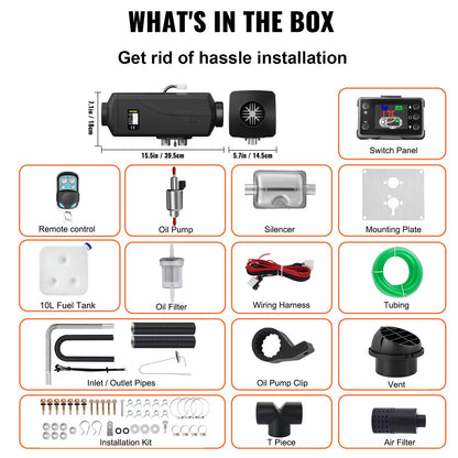 5KW Luftdieselvärmare 12V Diesel Parkeringsvärmare LCD-brytare 5KW Dieselvärmare Ljuddämpare för RV Husbil Släpvagn Lastbilar Båtar VEVOR