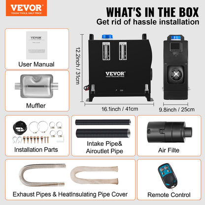 8KW dieselluftvärmare, dieselparkeringsvärmare, allt-i-ett 12V lastbilsvärmare, ett uttag, med svart LCD-brytare, snabbvärmande dieselvärmare, för husbil, båt, buss, bilsläpvagn, husvagn