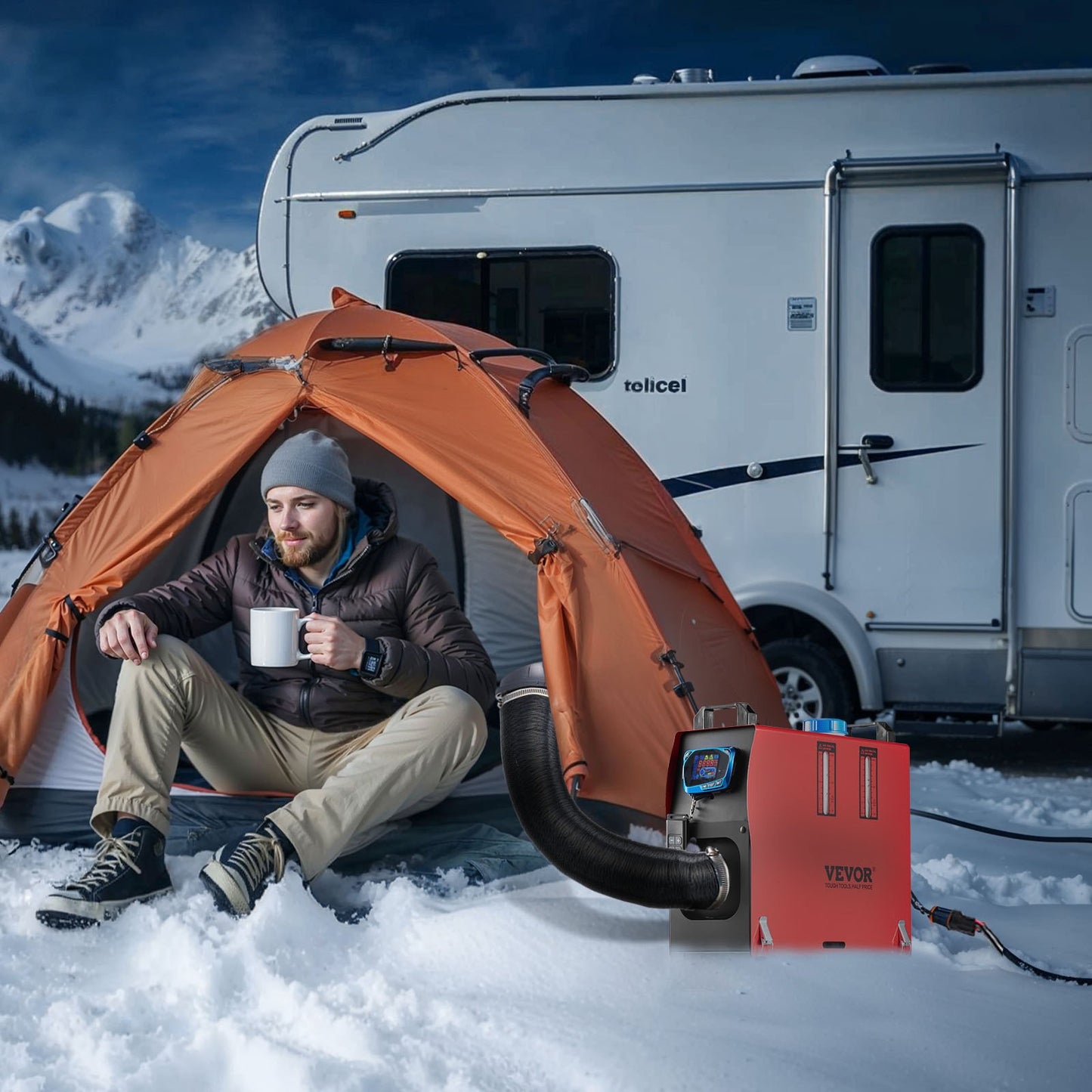 Dieselluftvärmare, 12-24V 8KW, Snabbvärmande dieselparkeringsvärmare med fjärrkontroll och blå LCD-brytare, Låg ljudnivå, Förvärmningsfunktion, för husbil, lastbil, husbil, skåpbil, båt och släpvagn