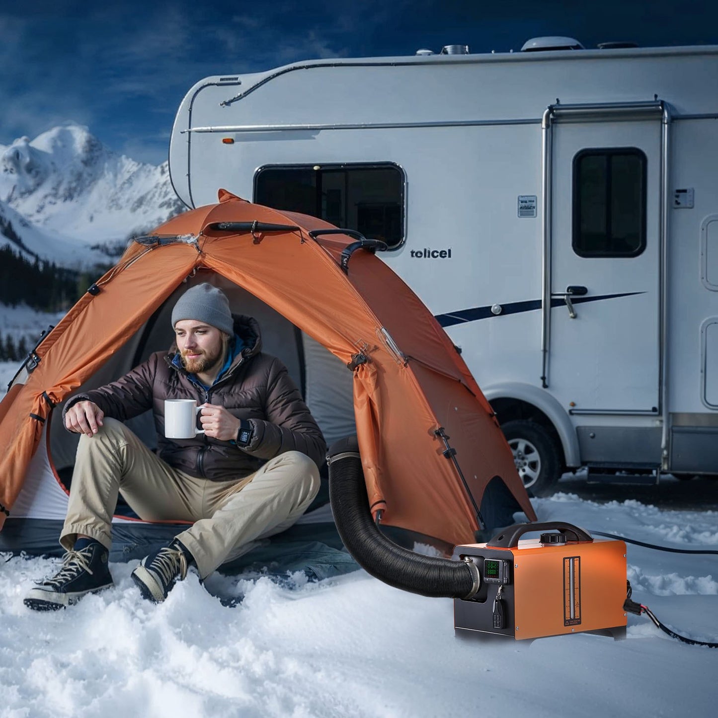 Dieselluftvärmare, 12-24V 8KW, Snabbvärmande Dieselparkeringsvärmare med fjärrkontroll och fyrkantig digital färgdisplay, Lågt brus, Röstmeddelande, För Husbil, Lastbil, Husbil, Båt och Släpvagn